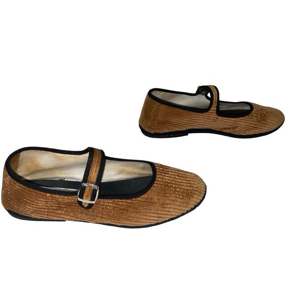 Drogheria Crivellini Brown Corduroy Black Trim Cloth Ballet Flats   Size: EU 37 - Picture 4 of 8